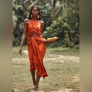 ANDREA IYAMAH Knotted Dress in Orange